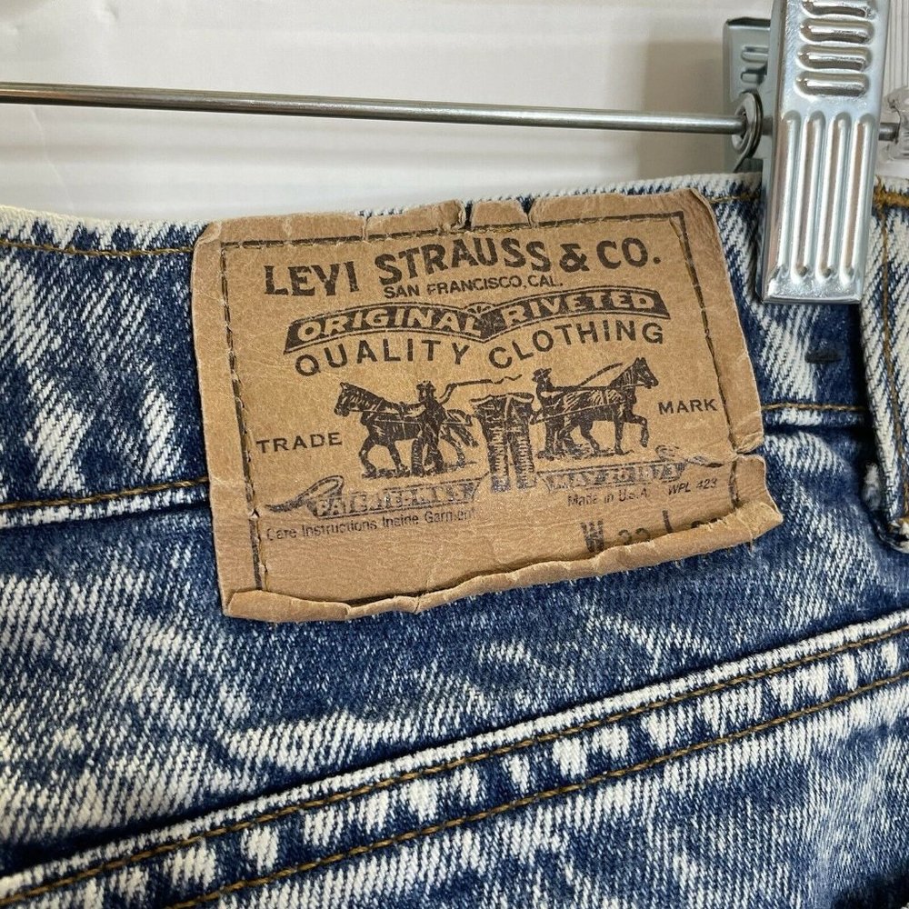 Vintage 90's Levi's Jeans Mens 33 Acid Wash Made In USA Denim Cotton Tapered - Picture 7 of 12